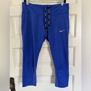 Nike Running Dry Fit Royal Blue Running Tights, Pocket, Reflectors. Large